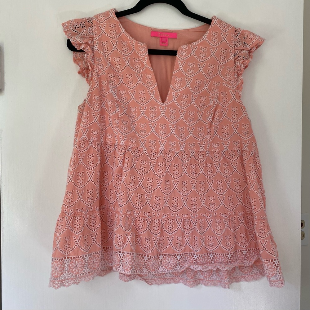 Lilly Pulitzer Peach Lace Blouse